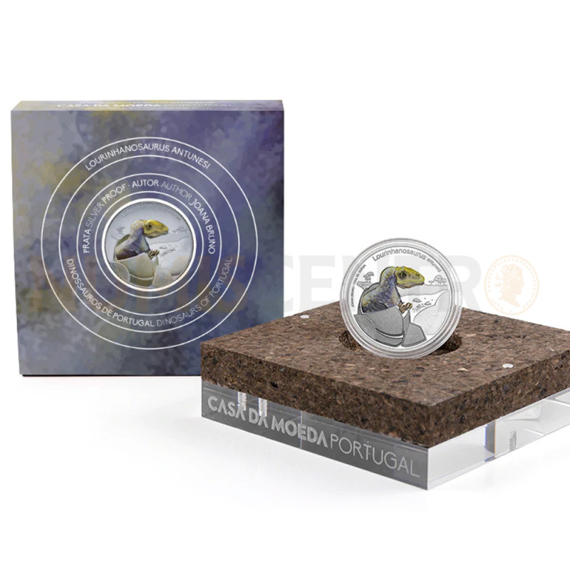Moeda 5€ Dinossauros de Portugal Lourinhanosauros Antunesi Portugal 2022 Prata Proof