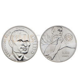 Moeda 7,5 Euro Comemorativa Eusébio 2016 prata 500