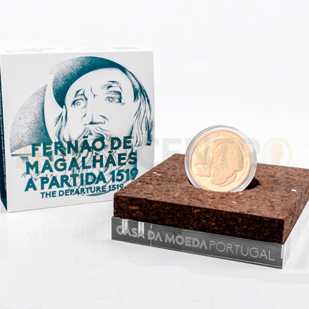 Moeda 7,5 € Fernão de Magalhães Partida 1519 Ouro Proof Portugal 2019