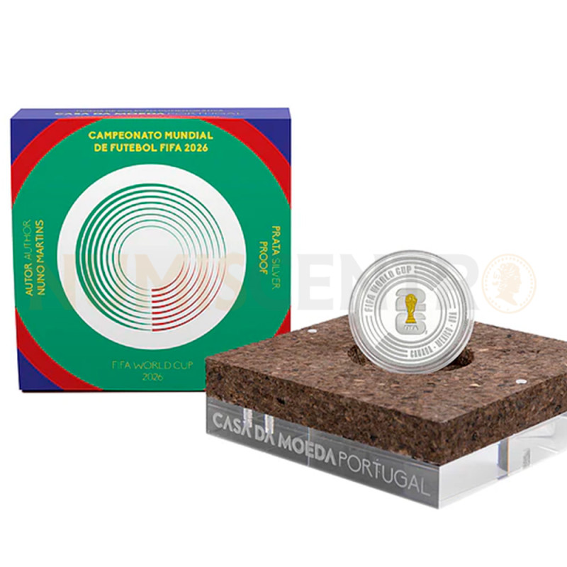 Moeda Comemorativa 5,00€ Fifa world Cup 2026 Portugal Prata Proof