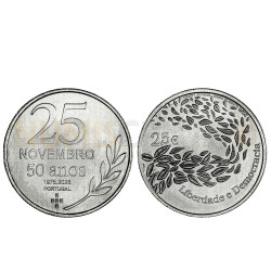 Moeda Comemorativa 2,50€ Liberdade e Democracia Portugal 2026 Cuproníquel