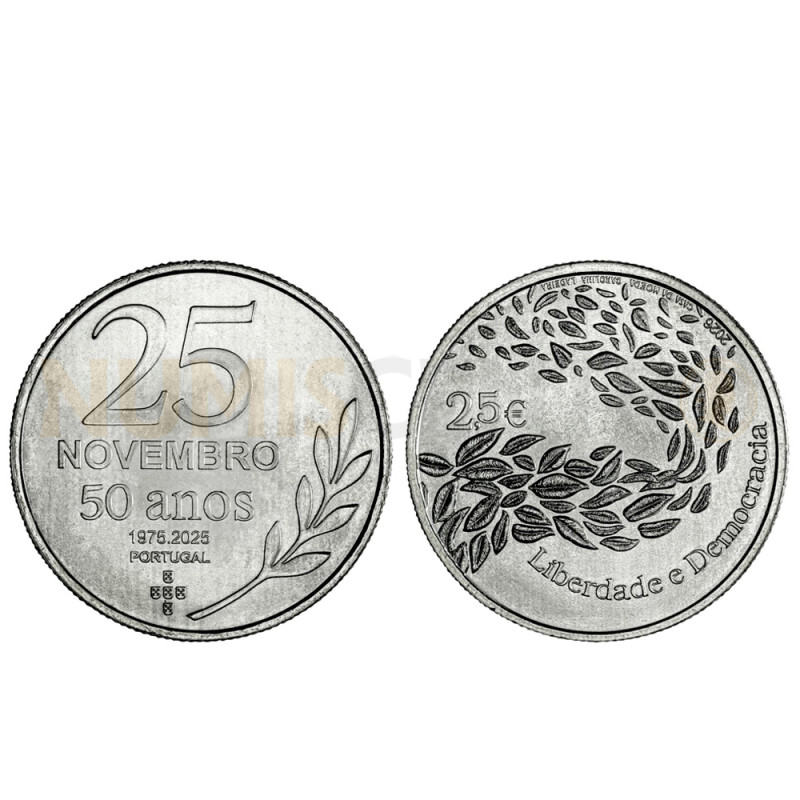Moeda Comemorativa 2,50€ Liberdade e Democracia Portugal 2026 Cuproníquel
