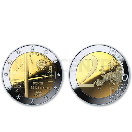 Moeda 2 Euro Comemorativa Ponte 25 Abril Portugal 2016 normal