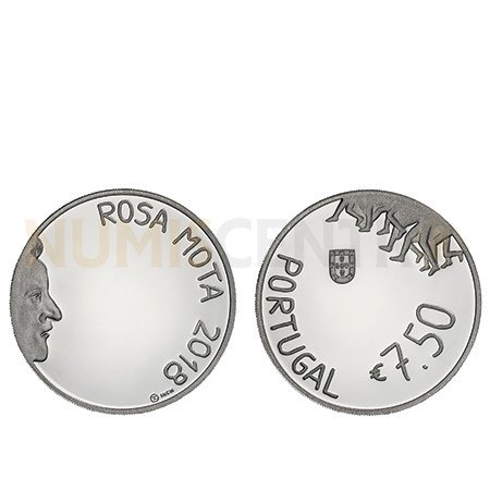 Moeda 7,5€ Rosa Mota 2018 Prata Proof
