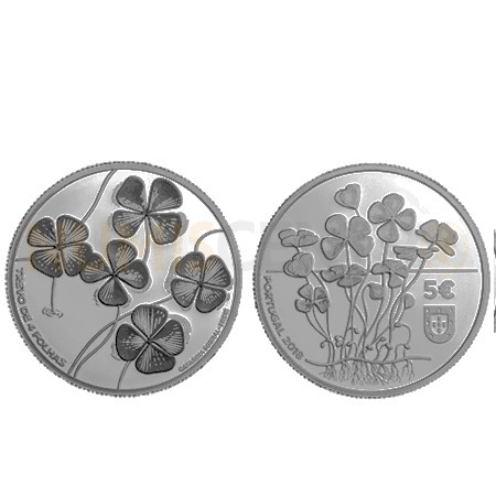 Moeda 5€ Comemorativa Trevo de Quatro Folhas 2018