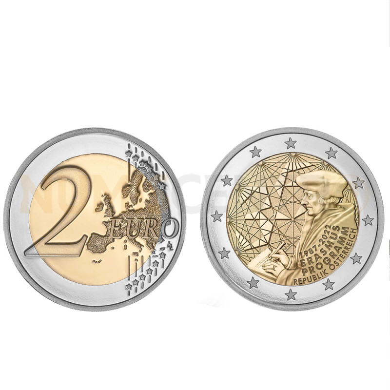 Moeda 2 Euros Erasmus Áustria 2022