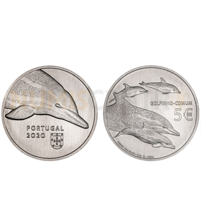 Moeda 5€ O Golfinho Espécies Ameaçadas cuproníquel Portugal 2020