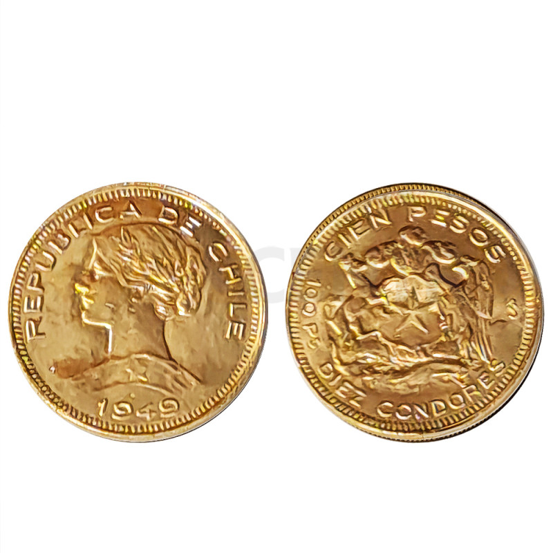 Moeda Ouro 100 Pesos Chile 1949
