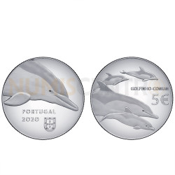 Moeda 5€ O Golfinho Espécies Ameaçadas prata proof Portugal 2020
