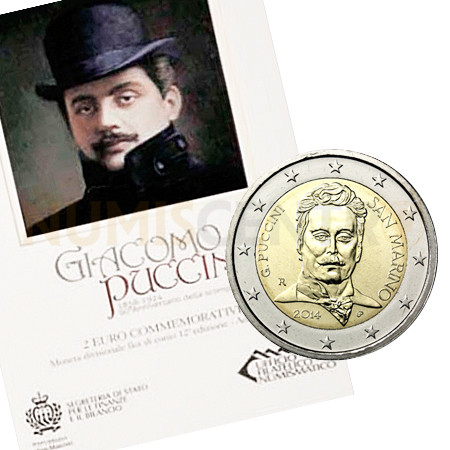Moeda 2 Euros Giacomo Puccini - San Marino 2014