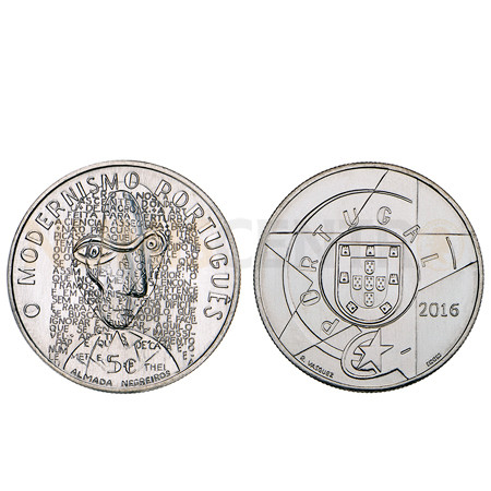 Moeda 5 Euro O Modernismo Portugal 2016 Cuproniquel