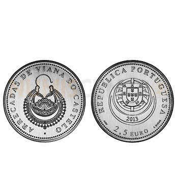 Moeda 2,5€ Arrecadas de viana do Castelo Cuproniquel 2013