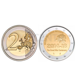 2 Euros 100 Anos da 1 guerra Mundial Bélgica 2014