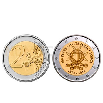 2 Euros 200 Anos Policia de Malta Malta 2014