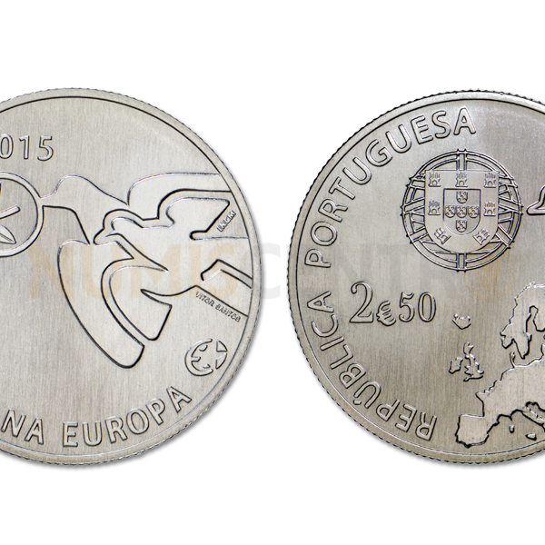 Moeda 2,5€ Comemorativa 70 Anos Paz na Europa - Portugal 2015