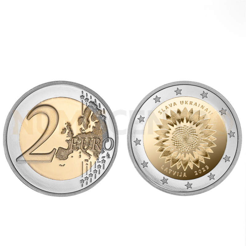 Moeda 2 Euros Girassol Ucraniano Letónia 2023
