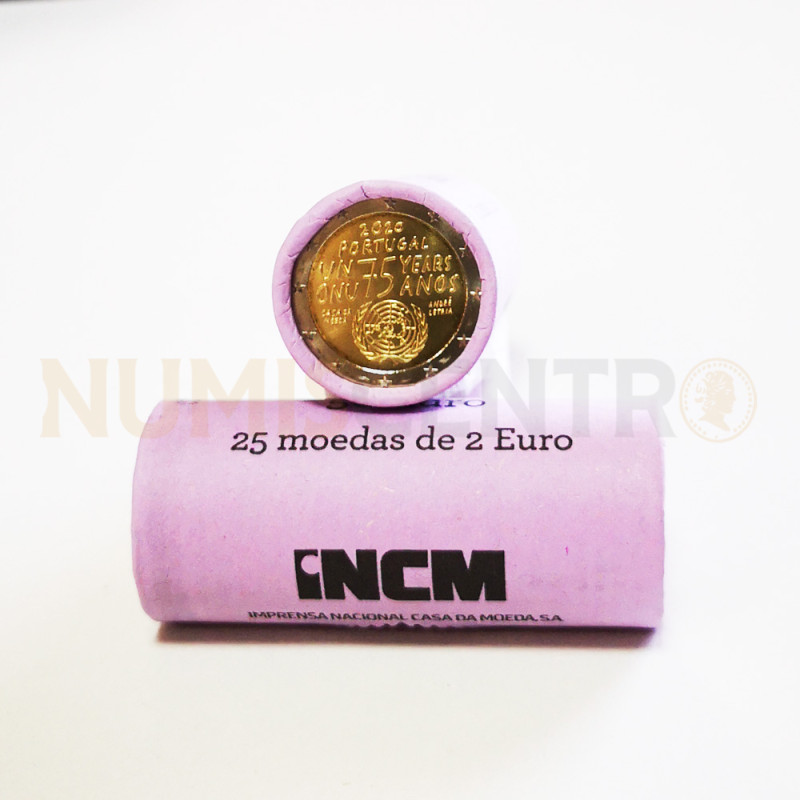 Rolo Moedas 2 Euro 75 anos da ONU Portugal 2020 Normal