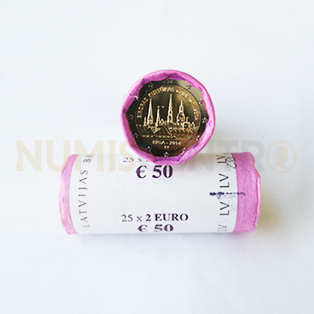 Rolo Moedas 2 Euros Riga Capital Europeia Cultura Letónia 2014
