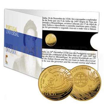 Moeda 1/4 € Comemorativa Vasco da Gama Portugal 2009 Ouro